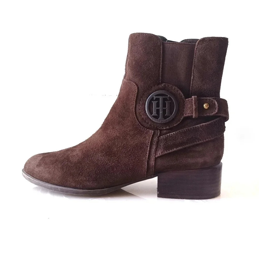 Tommy Hilfiger Suede Boots Western Cowgirl Indie Sleeze Brown